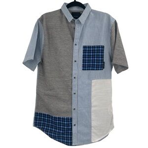 I Love Ugly Patchwork Button Down SS Shirt / Large